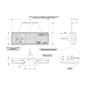 Lampa Obrysowa z Odblaskiem Podwieszana (LED) Biała 12 / 24V Lewa
