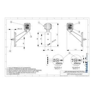 Lampa Obrysowa Na Ramieniu Krótkim Ukośnym (LED) Biało - Czerwona 12 / 24V Lewy