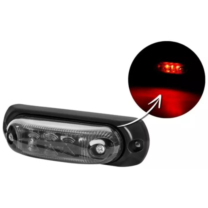 Seitenmarkierungsleuchte Oval Mit Einem Gummiunterlage (LED) Rot 12 / 24V Universal