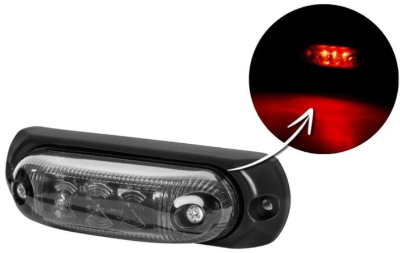 Seitenmarkierungsleuchte Oval Mit Einem Gummiunterlage (LED) Rot 12 / 24V Universal