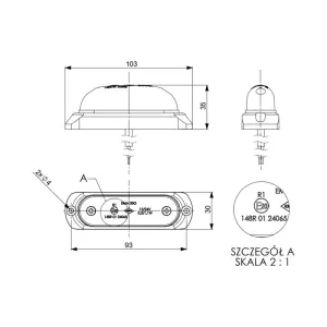 Oval Marker Light With A Rubber Pad (LED) Red 12 / 24V Universal