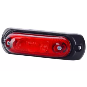 Side Marker Light, Oval With A rubber Pad (LED) Red 12 / 24V Universal