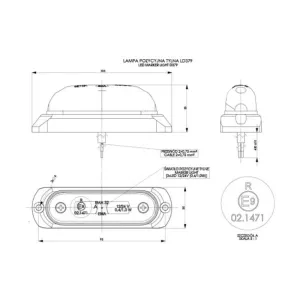 Luz de Gálibo Ovalada con Almohadilla de Goma (LED) Roja 12 / 24V Universal