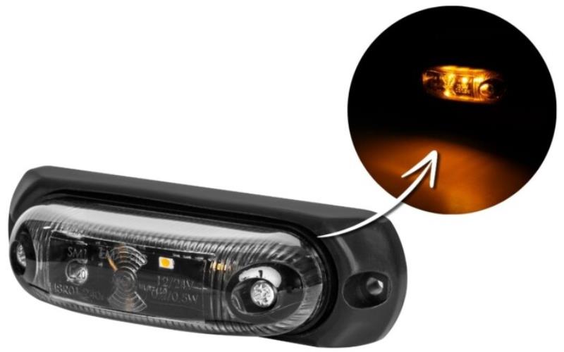 Seitenmarkierungsleuchte Oval Mit Einem Gummiunterlage (LED) Orange 12 / 24V Universal