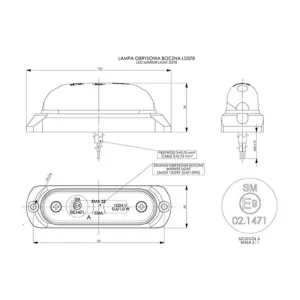 Side Marker Light, Oval With A rubber Pad (LED) Orange 12 / 24V Universal