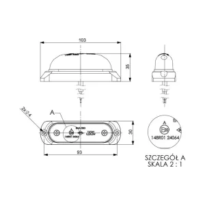 Oval Marker Light With A Rubber Pad (LED) White 12 / 24V Universal