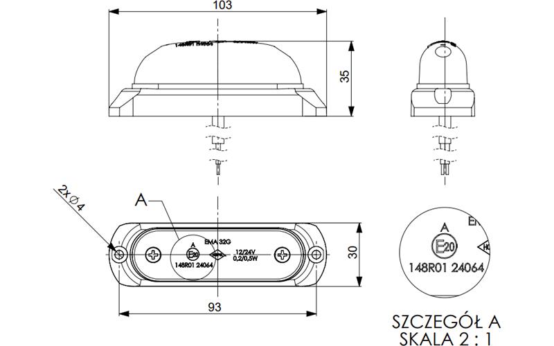 Luz de Gálibo Ovalada con Arandela de Caucho (LED) Blanca 12 / 24V Universal
