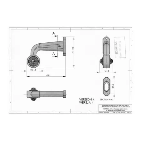Outline Marker Light Oval, With Bent, Long Arm (LED) White - Red 12 / 24V Left