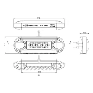 Rear Marker Lamp (LED) Red 12 / 24V Universal