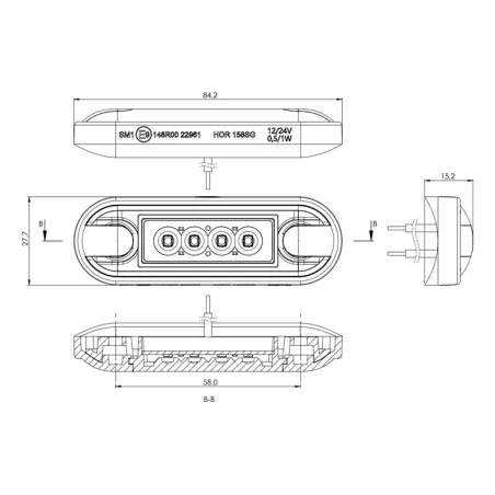 Seitenmarkierungsleuchte (LED) Orange 12 / 24V Universal
