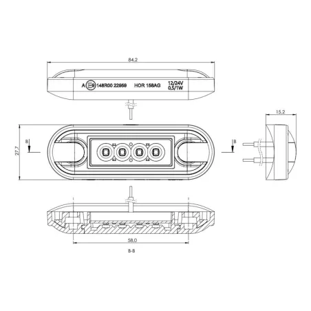 Front Marker Light (LED) White 12 / 24V Universal