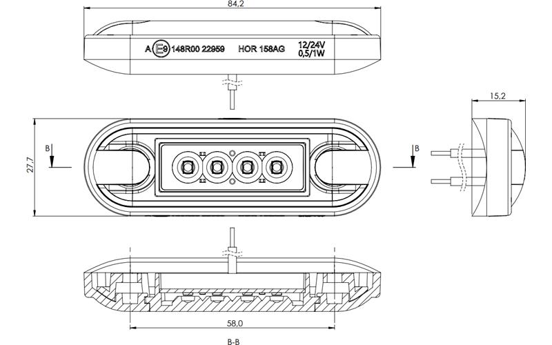 Front Marker Light (LED) White 12 / 24V Universal