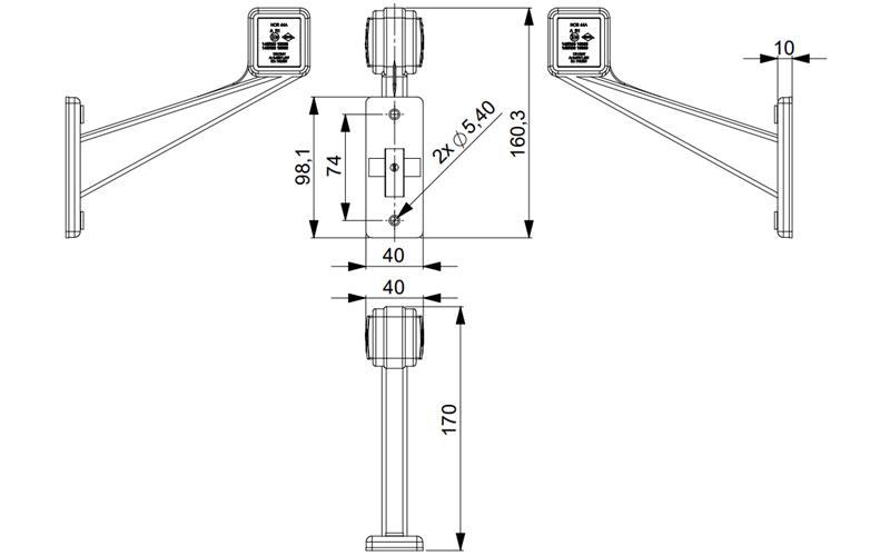 Feu de Gabarit Sur Support (LED) Red 12 / 24V Universal