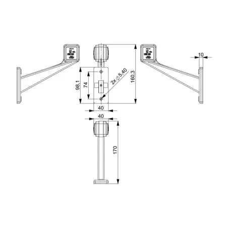 Marker Light On A long Diagonal Arm that Comes With A flexible Hanger (LED) White - Red 12 / 24V Left
