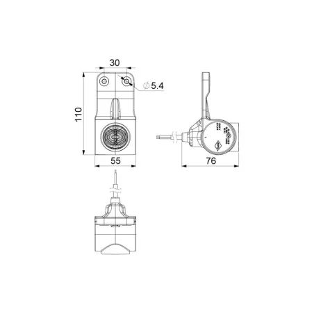 Feu de Gabarit Triple, Sur Support Flexible (LED) Blanc - Orange - Rouge 12 / 24V Droit