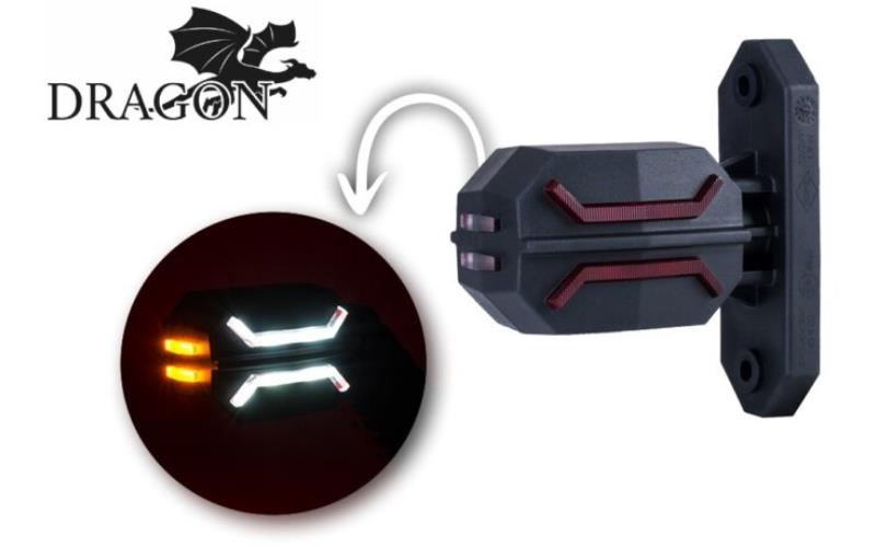 Feu de Gabarit 3-fonctions Avec Bras Court (LED) Blanc - Orange - Rouge 12 / 24V Universel