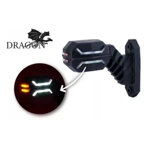 Feu de Gabarit à Trois Fonctions Sur Un Bras Court Diagonal (LED) Blanc - Orange - Rouge 12 / 24V Droit
