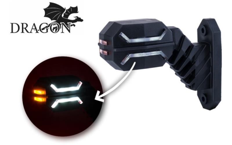 Umrissleuchte Mit Drei Funktionen An Einem Kurzer Diagonalen Arm (LED) Weiß - Orange - Rot 12 / 24V Rechts
