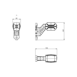 Luz de Gálibo de Triple Función con Un Brazo Diagonal Corto (LED) Blanca - Amarilla - Roja 12 / 24V Derecho