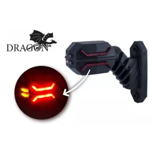 Dragon LED Tri-function Marker Lamp On Medium Angled Arm White - Amber - Red 12 / 24V LH