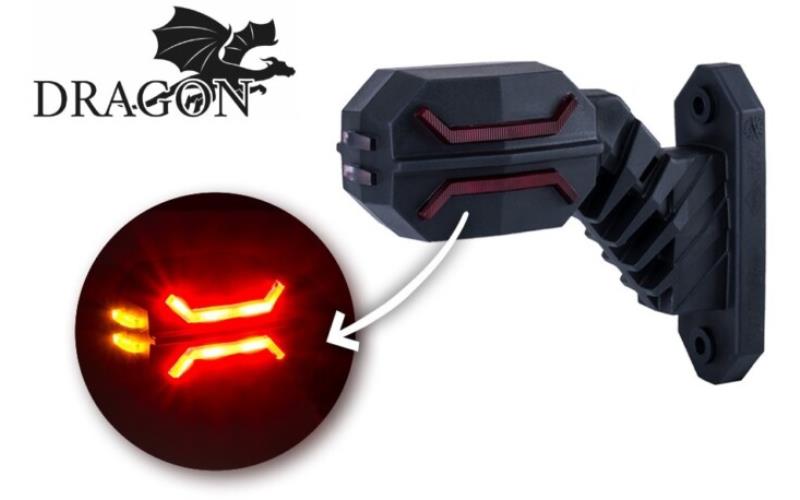 Feu de Gabarit (Dragon) 3 Fonctions Avec Bras Oblique Moyen (LED) Blanc - Orange - Rouge 12 / 24V Gauche