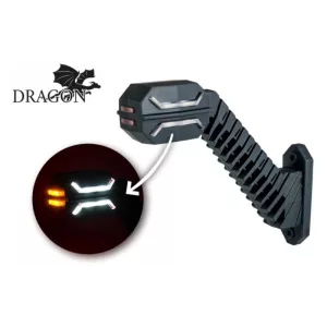 Lampa Obrysowa (Dragon) Trzyfunkcyjna Na Wysięgniku Ukośnym Długim (LED) Biało - Pomarańczowo - Czerwony 12 / 24V Prawa