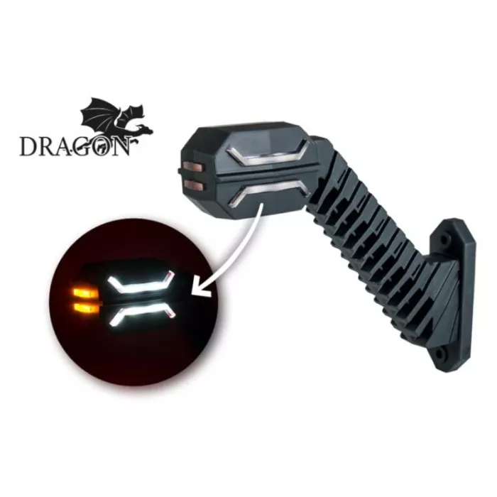 Luz de Gálibo de Tres Funciones con Un Brazo Largo Diagonal (LED) Blanca - Amarilla - Roja 12 / 24V Derecho
