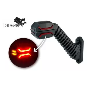 Luz de Gálibo de Tres Funciones con Un Brazo Largo Diagonal (LED) Blanca - Amarilla - Roja 12 / 24V Izquierdo