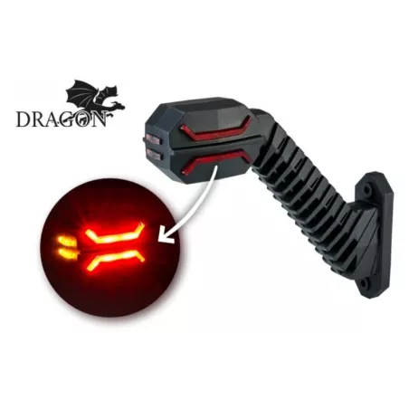 Lampa Obrysowa (Dragon) Trzyfunkcyjna Na Wysięgniku Ukośnym Długim (LED) Biało - Pomarańczowo - Czerwony 12 / 24V Lewa
