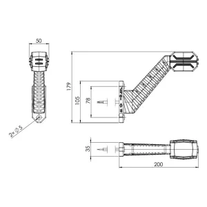 Feu de Gabarit à Trois Fonctions Sur Un Bras Long Diagonal (LED) Blanc - Orange - Rouge 12 / 24V Gauche