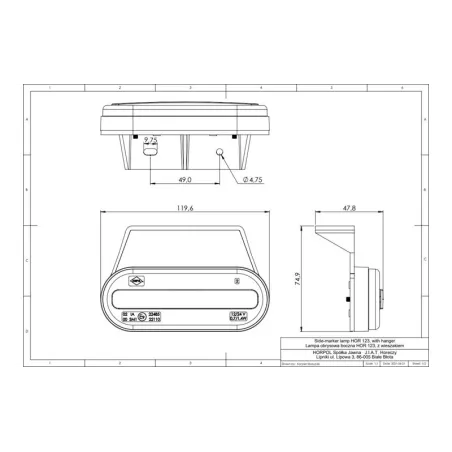 Lampa Obrysowa (Neon) z Wieszakiem I Odblaskiem 2-funkcyjna (LED) Pomarańczowy 12 / 24V Uniwersalny