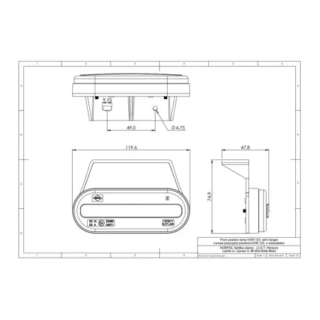 Feu de Position (Neon) Avec Catadioptre, Sur Support, 2 Fonctions (LED) Blanc 12 / 24V Universel