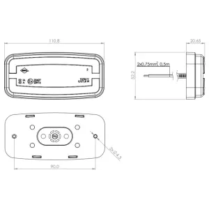 Marker Light With Reflective Device, 2-function (LED) Red 12 / 24V Universal
