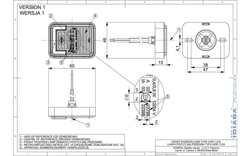 Vordere Positionsleuchte (Neon) (LED) Weiß 12 / 24V Universal