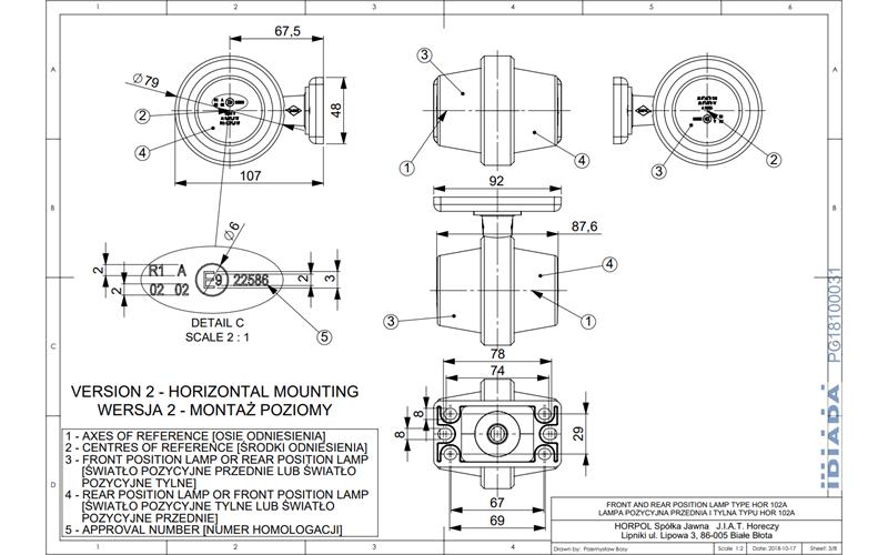 Markierungsleuchte (LED) Weiß - Rot 12 / 24V Universal