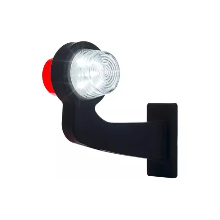 Marker Lamp, Long Arm (LED) White - Red 12 / 24V Right
