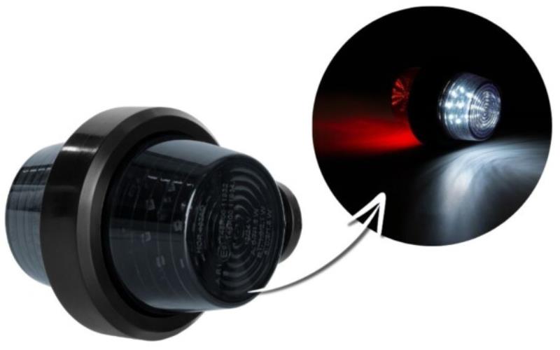 Feu de Gabarit Sur Un Bras Télescopique Court (LED) Blanc - Rouge 12 / 24V Universel
