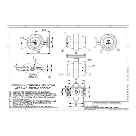 Markierungsleuchte (LED) Weiß - Rot 12 / 24V Universal