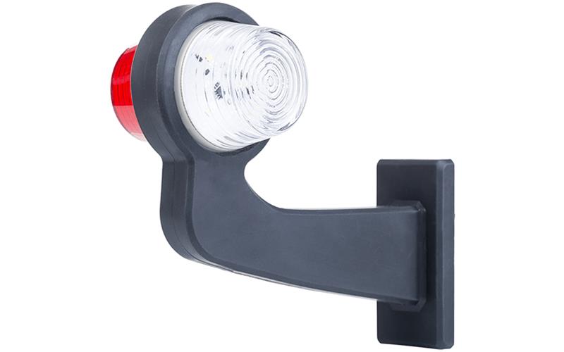 Marker Lamp, Long Arm (LED) White - Red 12 / 24V Right