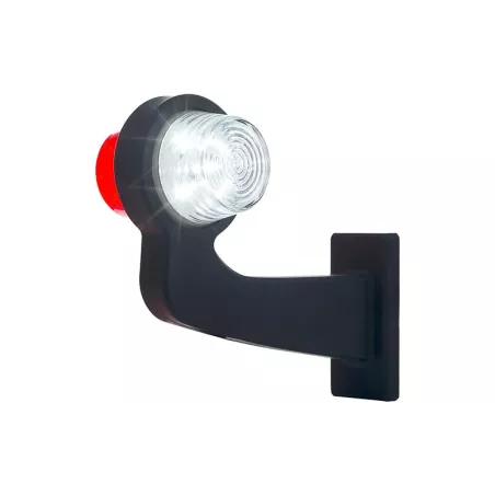 Marker Lamp, Long Arm (LED) White - Red 12 / 24V Right