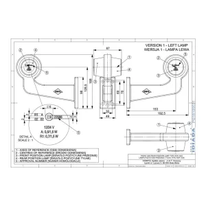 Marker Lamp, Long Arm (LED) White - Red 12 / 24V Left