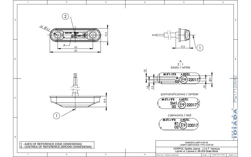 Marker Light Slim Type (LED) Orange 12 / 24V Universal