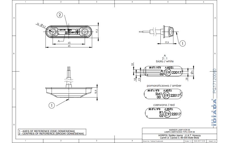 ГАБАРИТНЫЙ ФОНАРЬ Slim (LED) БЕЛЫЙ 12 / 24V УНИВЕРСАЛЬНАЯ