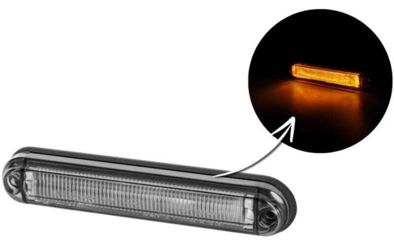 Lampa Obrysowa Typu Slim Ze światłoweodem (LED) Pomarańczowa 12 / 24 V Uniwersalna