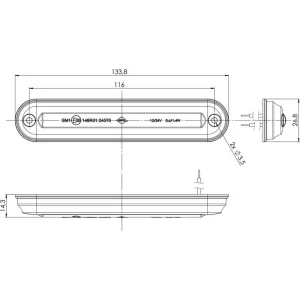Lampa Obrysowa Typu Slim Ze światłoweodem (LED) Pomarańczowa 12 / 24 V Uniwersalna