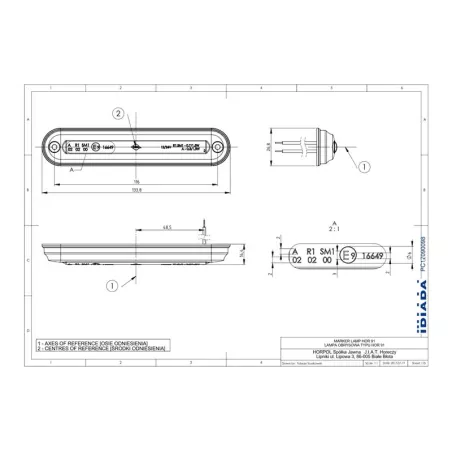 Marker Light, Light Tube Slim Type (LED) Orange 12 / 24V Universal