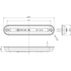 Lampa Obrysowa Typu Slim Ze światłoweodem (LED) Biała 12 / 24 V Uniwersalna