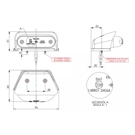 Luz de Gálibo Ovalada, de Esquina (LED) Amarilla 12 / 24V Universal
