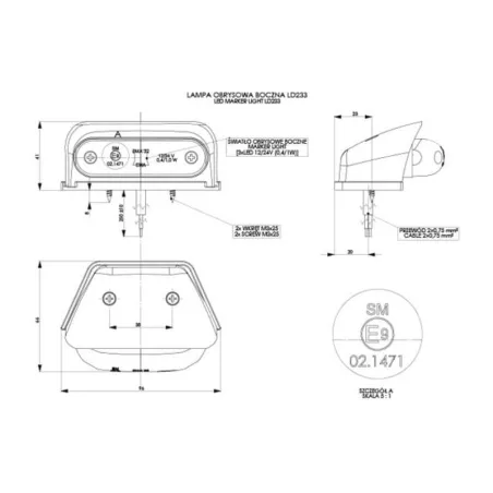 Corner Front Marker Light, Oval (LED) Orange 12 / 24V Universal