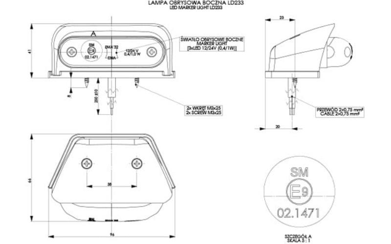 Corner Front Marker Light, Oval (LED) Orange 12 / 24V Universal